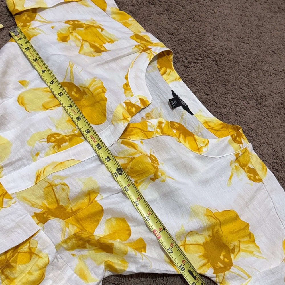 Simply Vera | Vera Wang-Rayon Blend Dress-Popover-Pockets-Ties-Yellow/White-XS - Picture 13 of 16